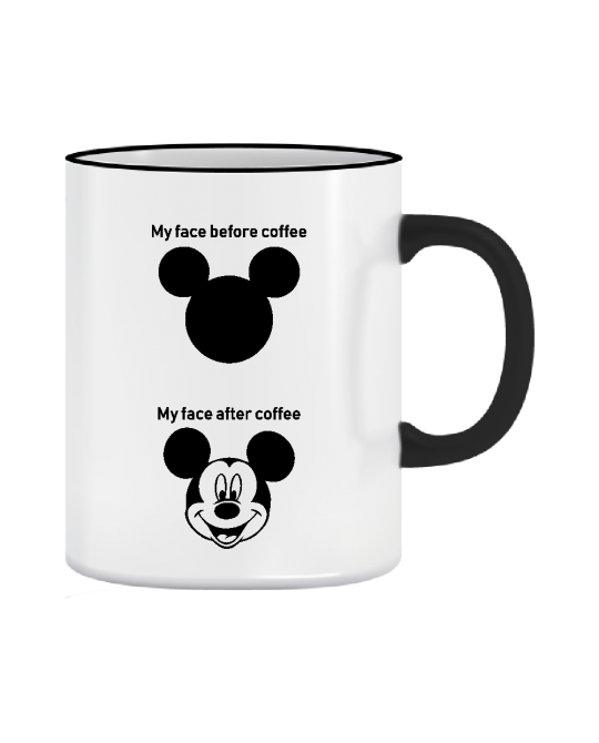 Puodelis Mickey face before after